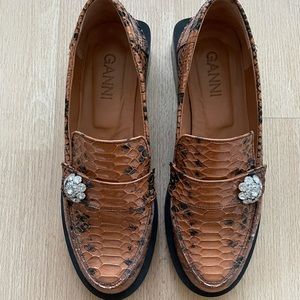 Ganni brown leather loafers